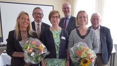 Dr. Kerstin Lund, Bernd Lütjen, Gudrun Schemel, Klaus Vagt, Melanie Silbermann und Klaus Sass (v.li.) feierten das Jubiläum der ibs-Berufsfachschule Am Stadtpark.  Foto: hc