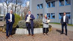 Marco Prietz (li.) und Stefan Imbusch (re.) mit Marlies Schröder und Volker Wahlers (Geschäftsführung Lebenshilfe).  Foto: eb