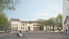 Eine Grafik der Hamburger Architekt:innen zeigt die Frontansicht des neuen Kirchenzentrums, das in Osterholz-Scharmbeck bis 2024 entstehen soll. Foto: eb