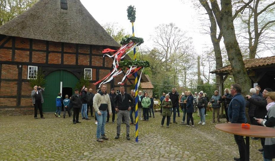 Zahlreiche Besucher:innen ließen sich das Maibaumaufstellen nicht entgehen.