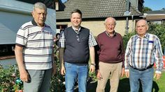 Überraschender Besuch von Pastor Remigijus Semeklis (2. v.li.). Zusammen mit Helmut Meyer (li.) , Martin Bensen (2. v.re) und Bruno Bischoff wurden Pläne geschmiedet.