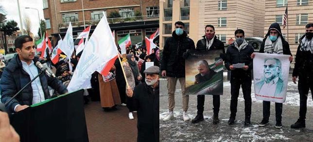 Yunus Çakar in Holland und am ersten Jahrestag der Tötung Soleimanis in Berlin.