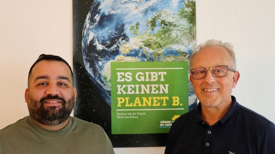 Die Sprecher des Kreisvorstandes von Bündnis 90 / Die Grüne in Osterholz-Scharmbeck: Mesut Ercik und Wolfgang Goltsche